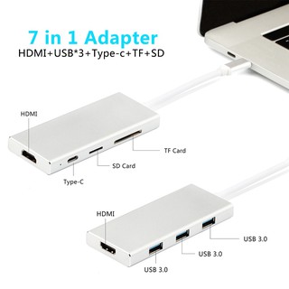 7 in 1 อะแดปเตอร์การ์ดรีดเดอร์มัลติฟังก์ชั่น type - c