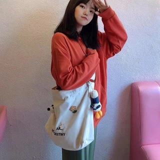 miumiubag(MI1754) กระเป๋าผ้าสะพายข้าง YOU ARE MY DESTINY(มีเข็มกลัดแถมให้)