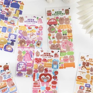 Happy bear (PET) stickers | สติกเกอร์สำหรับตกแต่ง เช่น แพลนเนอร์ รูปภาพ ขวดน้ำ | Decorative stickers