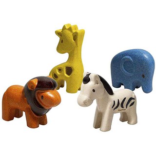 PlanToys ของเล่นไม้ แปลนทอยส์ ตุ๊กตาสัตว์ป่า ของเล่นเสริมทักษะ เสริมพัฒนาการ WILD ANIMAL SET (1y+)