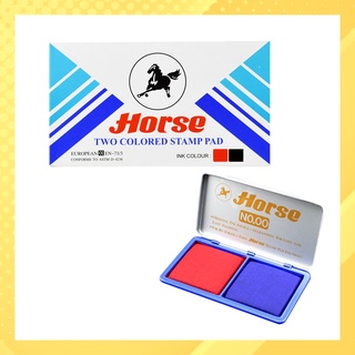 Horse แท่นประทับตราม้า ที่ประทับตราม้า หมึกสีน้ำเงินแดง ชนิด 2 สีในตลับเดียว