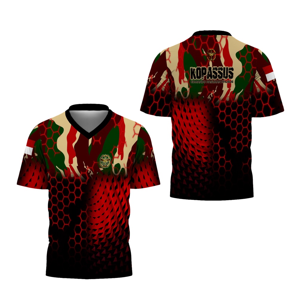 TiniShop || Kopassus Mens Army T-Shirt Vneck Print / Kopass Indonesia T-Shirt