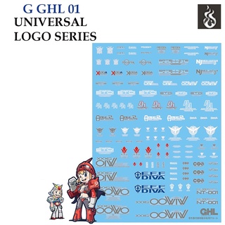 ดีคอลน้ำ Ghost G GHL 01 GHL UNIVERSAL LOGO SERIES 1/144 1/100 (HIQ) Fluorescent WATER DECAL  GHL01