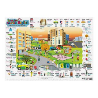 โปสเตอร์กระดาษเรื่องคำศัพท์ภาษาอังกฤษ VS อเมริกา #EQ-276 หุ้มพลาสติก