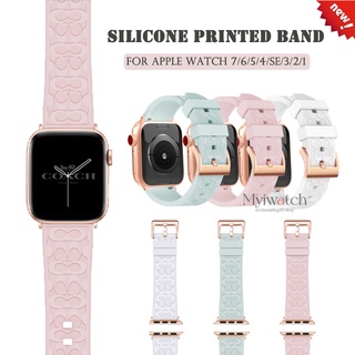 สายนาฬิกาข้อมือซิลิโคน ทรงสี่เหลี่ยม ลายนูน สําหรับ iwatch band 45 มม. 41 มม. 44 มม. 40 มม. 38 มม. 42 มม. iwatch series 8 7 6 5 SE 4 3 2