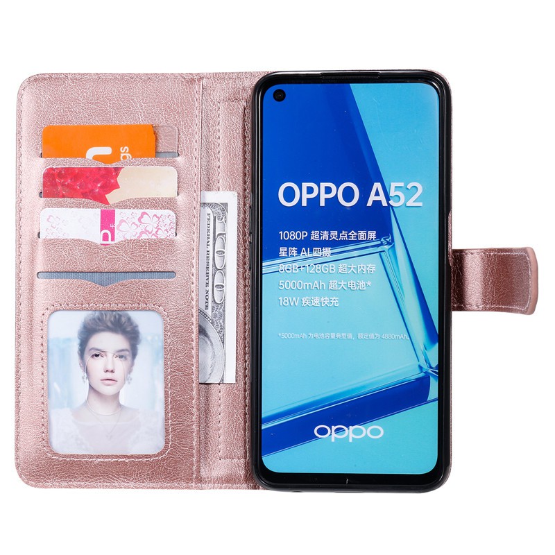 For Oppo A52 A92 A15 A32 A73 4G A93 A73 5G Fashionable Luxury Retro Bag Multi-function Design Wallet Card Slots Soft Pu Leather Flip Magnetic Lock Covering Full Protection Moblie Phone Holder Skin Stand Cover Case #8