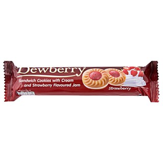 ดิวเบอร์รีคุกกี้ครีมแยมสตรอเบอร์รี่ 105กรัม Dewberry Cookies with Cream and Strawberry Jam 105g.