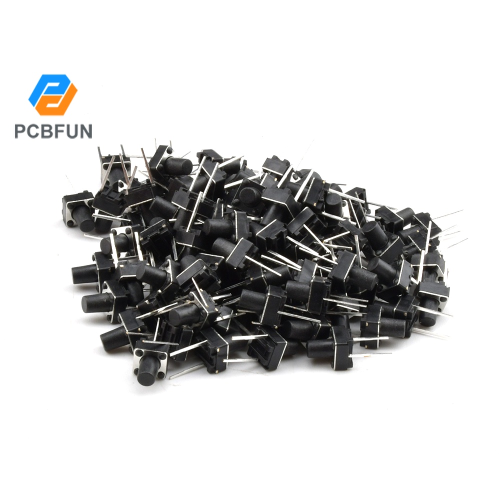 Pcbfun สวิตช์ปุ่มกดไมโคร 6x6x 6/7/8 มม. 9 มม. 10 มม. 2 ขา สีดํา 100 ชิ้น