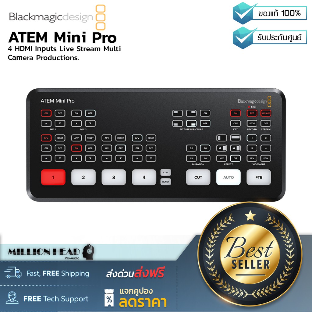 Blackmagic Design : ATEM Mini Pro by Millionhead (สวิทเชอร์ที่ต่อยอดมาจาก ATEM Mini ด้วยฟังก์ชั่นจัดเต็ม ใช้งานง่าย)