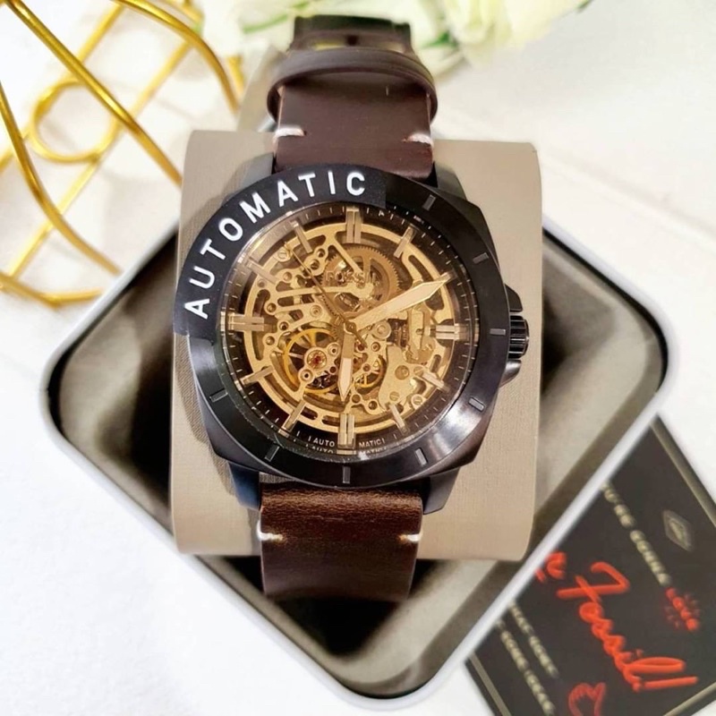 (ผ่อน0%) นาฬิกาชาย Fossil BQ2429 Privateer Sport Mechanical Brown Leather Watch สายหนังสีน้ำตาล ขนาด