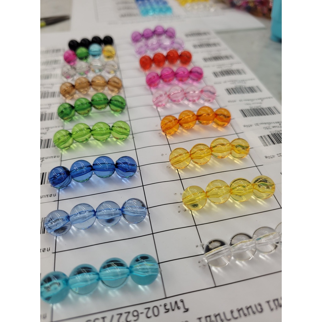 NEW⚡⚡ ลูกปัด กลมเกลี้ยงใส 6mm 8mm 10mm. มีหลายสีหลายขนาดให้เลือก สินค้าพร้อมส่ง (บริการเก็บปลายทาง)