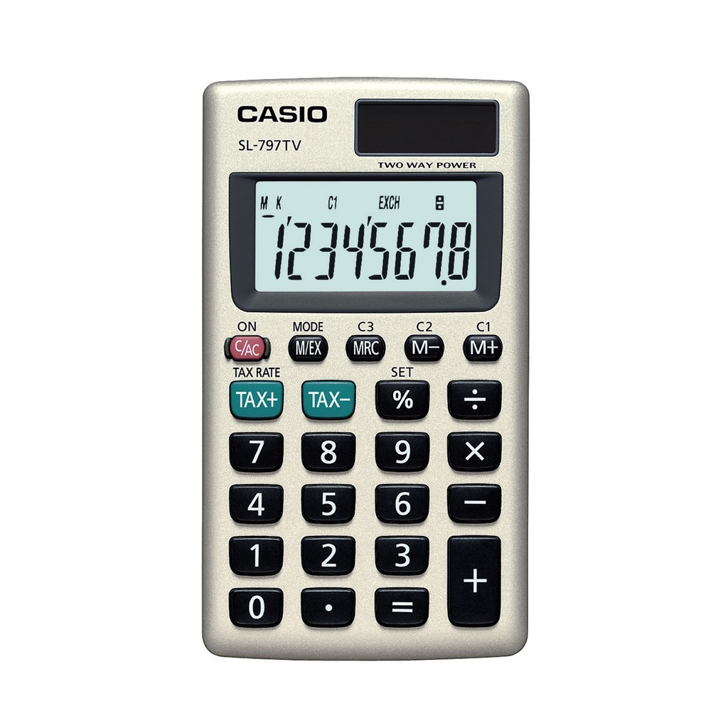 CASIO Portable Calculator เครื่องคิดเลข TAX & EXCHANGE #SL-797TV มาพร้อมกับปลอก (ประกันศูนย์ 1 ปี)