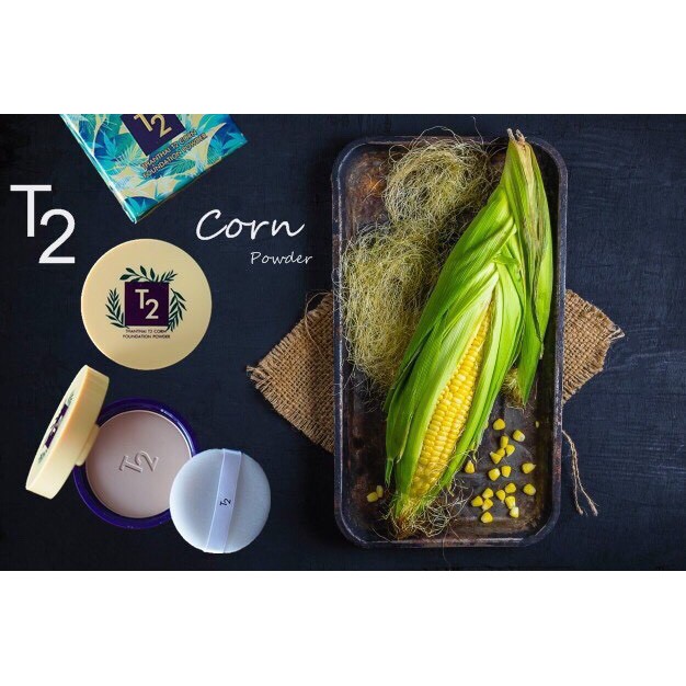 แป้งสำหรับผิวแพ้ง่าย แป้งT2 หน้าเนียน ราคาถูก สูตรข้าวโพด คุมมัน กันน้ำ กันแดดT2 CORN FOUNDATION POW
