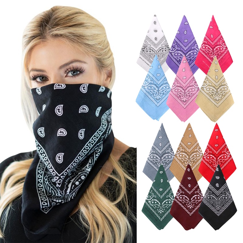 ผ้าพันคอ ผ้าฝ้าย 100% พิมพ์ลาย Paisley Bandana สไตล์ฮิปฮอป คลาสสิก ทรงสี่เหลี่ยม ขนาด 55 ซม.*55 ซม. สีดํา สีแดง สําหรับผู้หญิง และผู้ชาย
