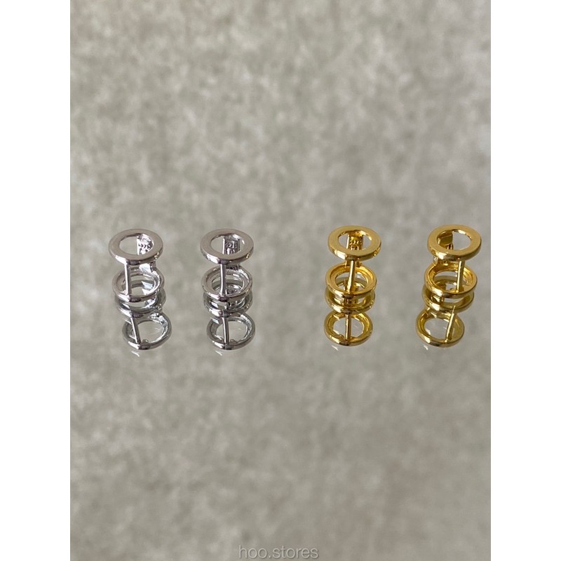 [all silver 925] hoo.stores Double Rings Huggie (18k gold / Rhodium plated) ต่างหูเงินแท้ s925 ท้ังชิ้น ต่างหูวงกลม
