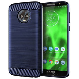 Motorola Moto G6 / G6 Plus เคสซิลิโคนนิ่ม แปรงคาร์บอนไฟเบอร์ เกราะทนทาน