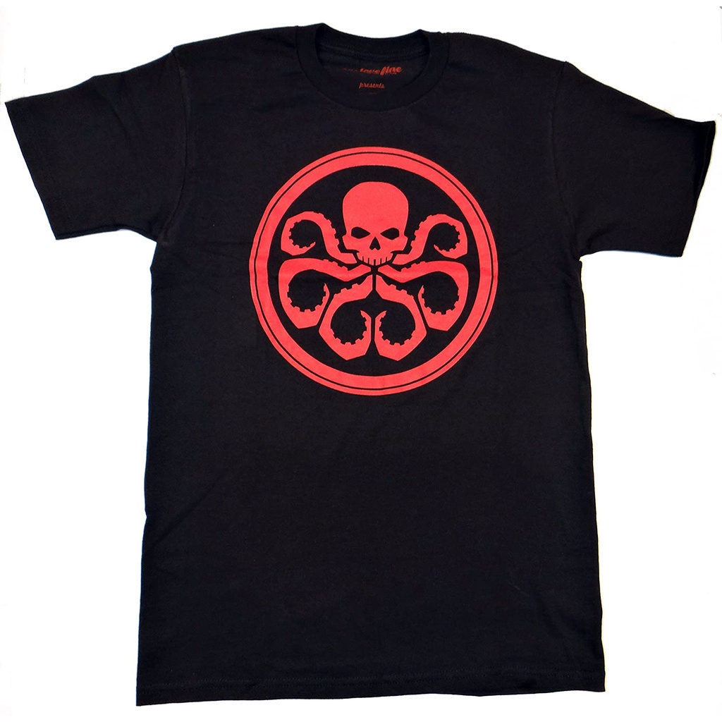 【🔥🔥】100%cotton เสื้อ ยืด ราคา ส่ง Marvel Hydra Symbol On Black T-Shirt men เสื้อ ยืด ผู้ชาย คอกลม โอ