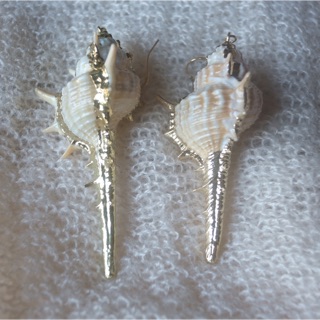 🌟 พร้อมส่ง 🌟 ต่างหูเปลือกหอยไซส์ใหญ่  Vintage Ocean Shell Gold earrings