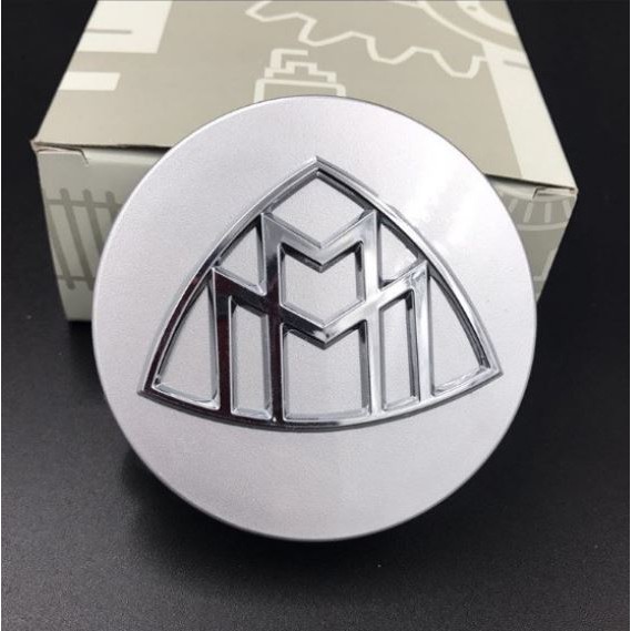 ราคาต่อ 4 ชิ้น โลโก้ เบนซ์ ไมบัค เงินด้าน ดุมล้อ  75mm Chrome Wheel Hub Cover Maybach Tire Center Lo
