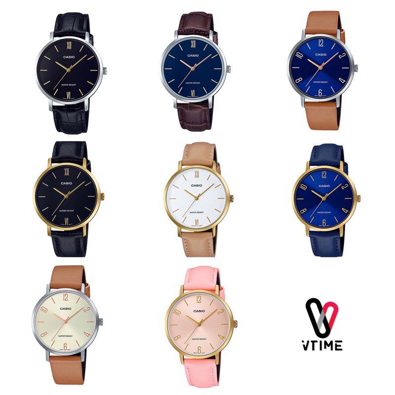 8AEN CASIO นาฬิกาข้อมือผู้หญิงสายหนัง รุ่น LTP-VT01L//LTP-VT01GL
