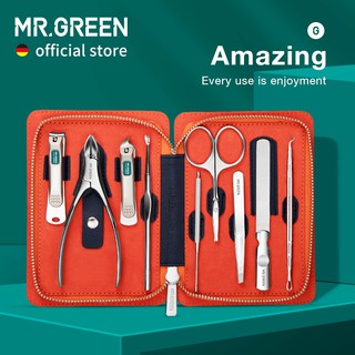 Mr.green ชุดกรรไกรตัดเล็บ 9 in 1 มืออาชีพ การออกแบบที่ตัดกัน พร้อมซองหนัง กรรไกรตัดเล็บ สเตนเลส เครื่องมือดูแลส่วนบุคคล