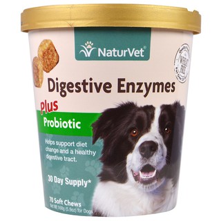 พร้อมส่ง เอนไซม์ โพรไบโอติก ช่วยสุขภาพระบบย่อยอาหาร Naturvet Digestive Enzymes Plus Pre and Probiotic naturvet petnc