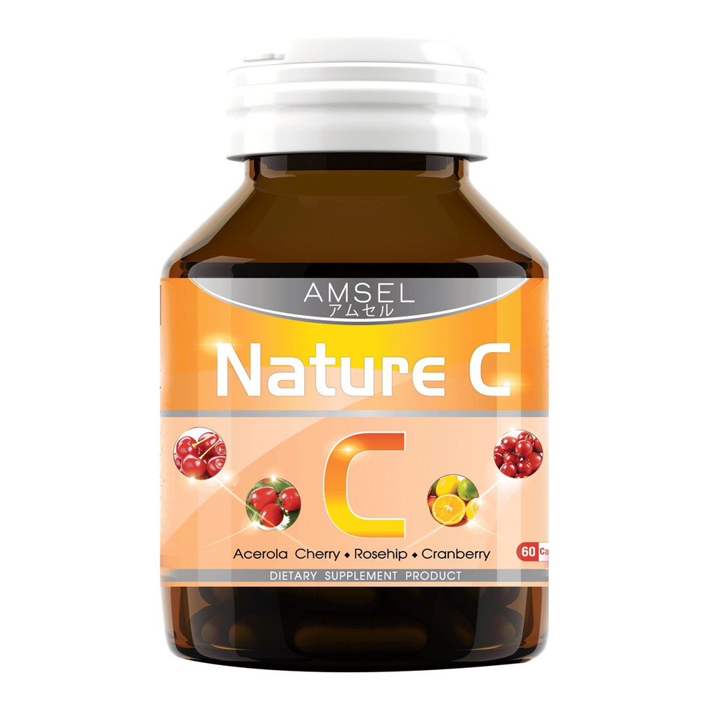 ล็อตใหม่ล่าสุด Amsel Nature C Vitamin C 500 mg.60 's วิตามินซี 60 เม็ด
