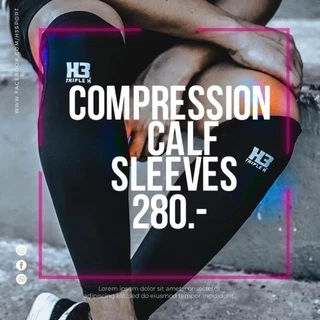 H3 ผ้ารัดน่อง รัดน่องวิ่ง H3 Calf Sleeve รัดกระชับเพิ่มความแข็งแรงให้กับกล้ามเนื้อ สีดำ Size S-L 1 แพ็ค มี 1 คู่
