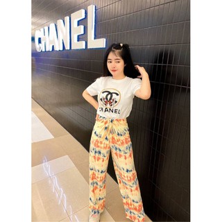 Set2pcs. เสื้อยืด+กางเกง ขายาว ทรงกระบอก