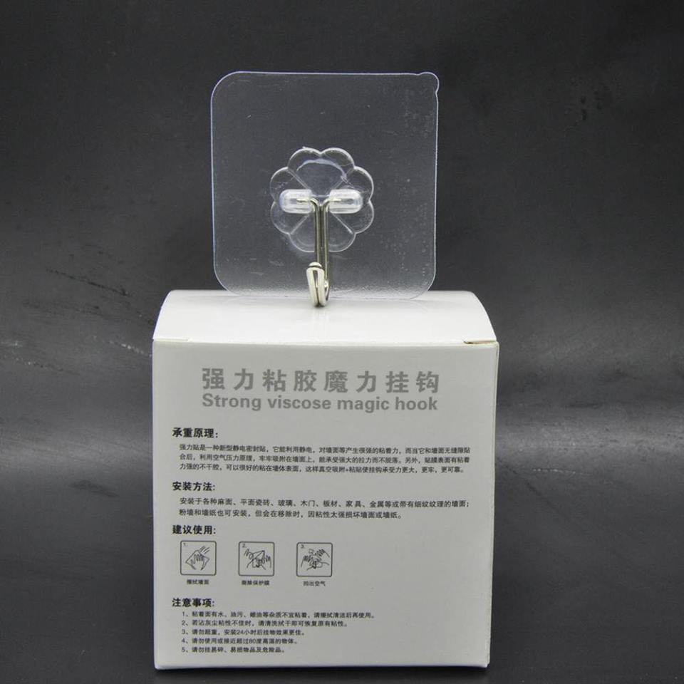 magic hook ตะขอแขวนสิ่งของ ไม่ต้องเจาะผนัง ลอกออกง่าย รับน้ำหนักได้เยอะ 6*6 cm.