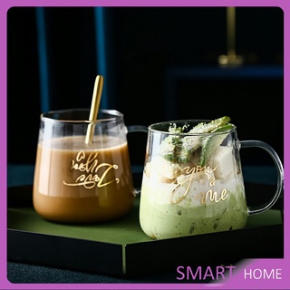 มีอักษรน่ารัก และมาพร้อมช้อนชงกาแฟสุดหรู แก้วกาแฟ ถ้วยชาร้อน  Bronzing glass