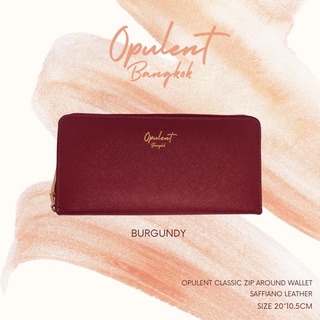 กระเป๋าสตางค์ ใบยาว หนังSaffiano ซิปรอบ สี Burgundy Wine