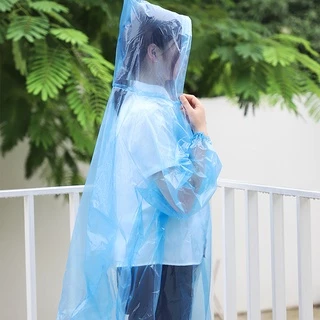 เสื้อกันฝน กันน้ำ ชุดกันฝน มีหมวก พกพาง่ายมาก แบบบางใช้แล้วทิ้ง（สีจัดส่งแบบสุ่ม）
