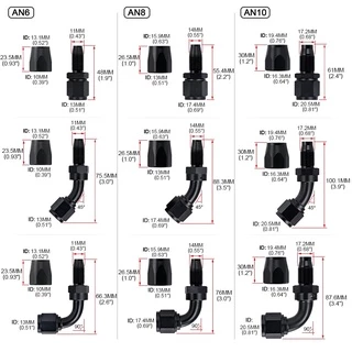 AN4 AN6 AN8 AN10 Oil Fitting Adaptor 0 45 90 180 องศาน้ํามัน/Feel/Swivel อุปกรณ์ท่อ (ข้อต่อท่อหมุน)