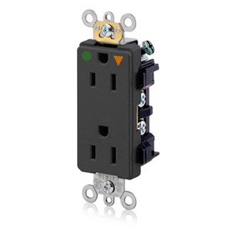 เต้ารับ US ปลั๊ก Leviton 16262-IGE, Hospital Grade, Decora Plus Duplex Receptacle, 15 Amp 125 Volt (Black)