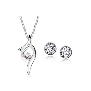 18K white gold Starlit Night set (สร้อยคอแฟชั่น+ต่างหู เซ็ท)