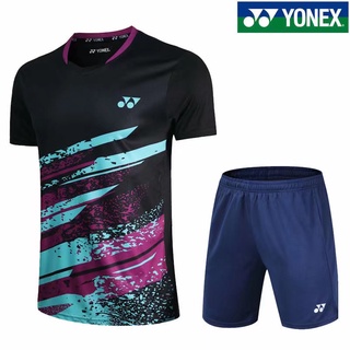 Yonex เสื้อผ้าแบดมินตัน ผู้ชายและผู้หญิง แห้งเร็ว ระบายอากาศ ปิงปอง กีฬา ฟิตเนส หลวม แขนสั้น