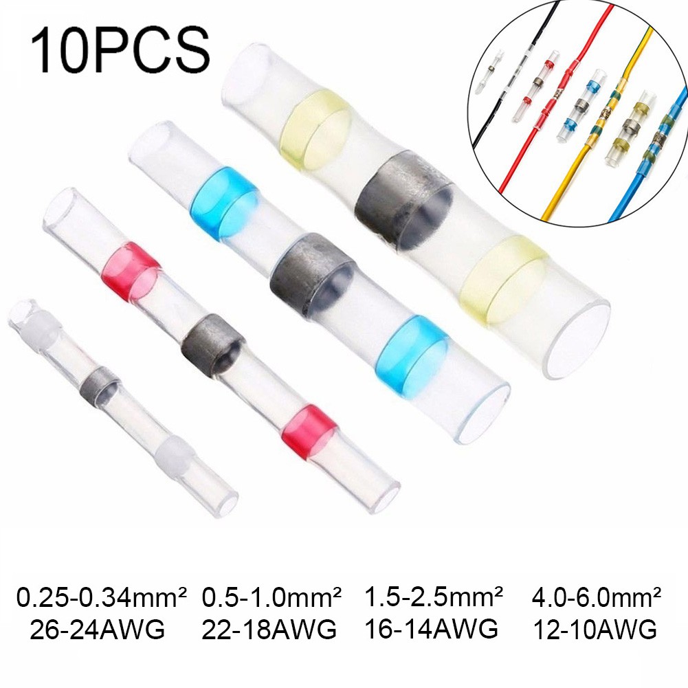 10 ชิ้นกันน้ําซีลบัดกรีความร้อนหดก้นตัวเชื่อมต่อ Lug เทอร์มินัลสายไฟ Conector Terminal สายไฟแสง