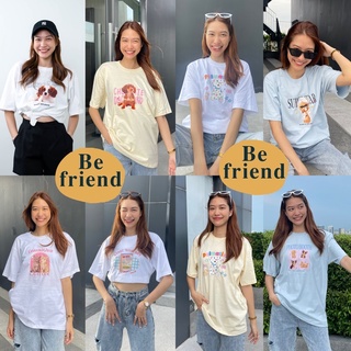 ลด 45.-  ใส่โค้ด BEFRSEP1 เสื้อยืด oversize สีพาสเทล ลายน่ารัก💖 อก42-44"