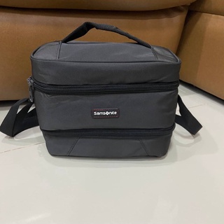 SAMSONITE BLACK NYLON 3 LAYER ZIPPY CAMERA BAG กระเป๋าอเนกประสงค์ ซิป 3 ชั้น หูจับถือ สายสะพายครอสบอดี้ แซมโซไนท์