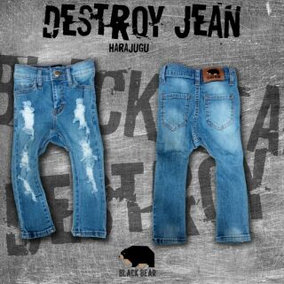 Destroy harajuku ยีนส์ :Black bear jean