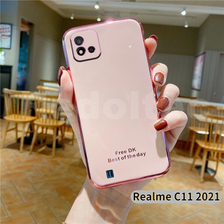 เคส Realme C11 2021 6D การป้องกันเลนส์รูปแบบใหม่ ชุบซิลิโคนเคสโทรศัพท์แบบนิ่ม