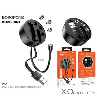 BOROFONE U26 3in1 megnetic charging cable ชุดสายชาร์จ3in1 หัวแม่เหล็กมาพร้อมกล่องเก็บสาย  (รับประกัน1ปี)