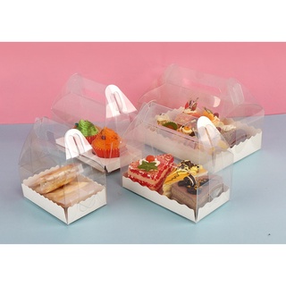 กล่องเค้กใสหูหิ้วพร้อมถาดรอง กล่องPVCหูหิ้ว  กล่องแยมโรล กล่องเค้กเกาหลี กล่องคัพเค้ก