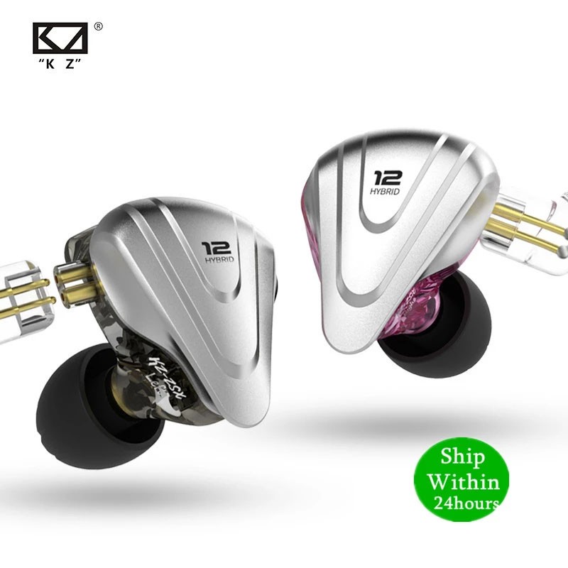 Kz ZSX 1DD + 5BA 12 ยูนิต ไฮบริด หูฟังอินเอียร์ HIFI โลหะ ชุดหูฟัง เพลง กีฬา KZ ZS10 PRO AS12 AS16 ZSN PRO C12 DM7 as06 v90