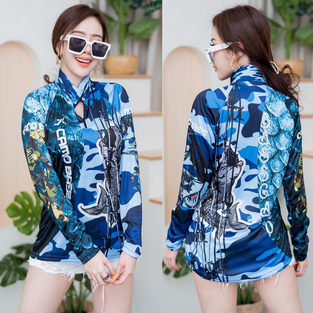 เสื้อตกปลา เสื้อแขนยาว JK Thailand เสื้อกันยูวี ลาย CAMO BASS ป้องกันรังสี UV 80	% แห้งเร็ว - รูปที่ 2