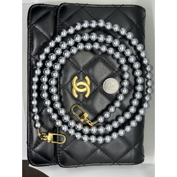 สายกระเป๋ามุกสีเทา สายห้อยเคสโทรศัพท์ ขนาดมุก 10 มิล ความยาว 30-130 ซม thumbnail 9