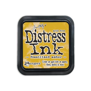 Ranger Ink Tim Holtz Distress® Ink Pad Fossilized Amber หมึกปั๊มคุณภาพ สำหรับงานฝีมือ งาน Papercraft  นำเข้า USA