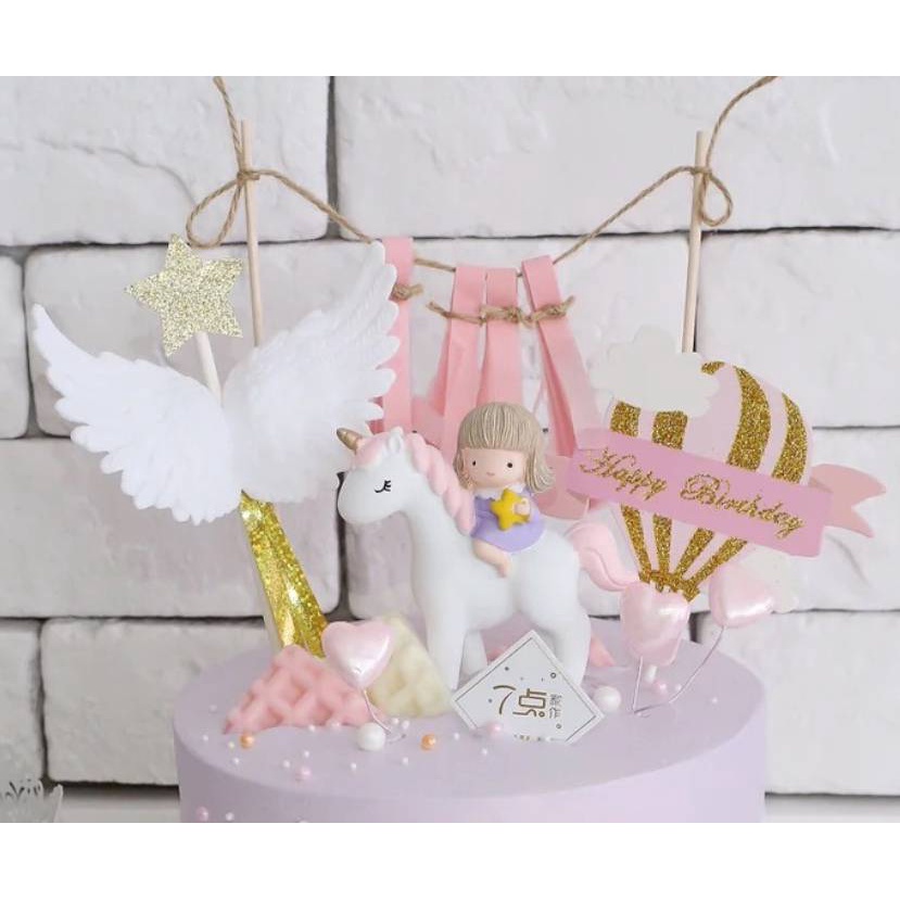 ยูนิคอร์น Unicorn ม้าโยก ยูนิคอร์น โมเดลตกแต่งเค้ก พร้อมส่ง