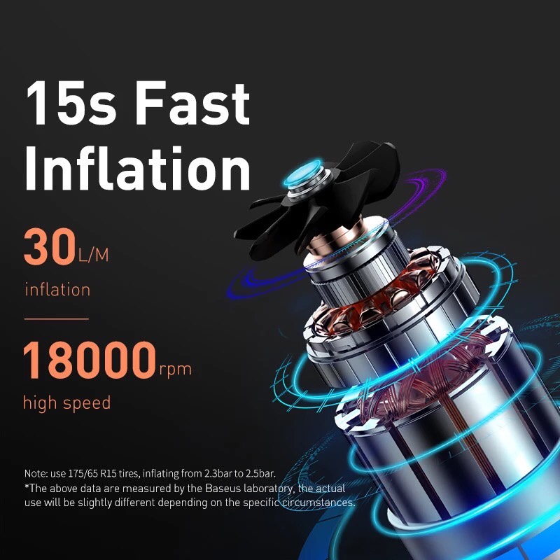 Baseus เครื่องปั้มลมไฟฟ้า สำหรับรถยนต์ Air Pump Digital 12V เครื่องสูบลมพกพา ปั๊มสูบลมไฟฟ้า เครื่องปั๊มลม ราคา ถูกที่สุด ดีลบีเคเค แกลเลอรีภาพที่ 8